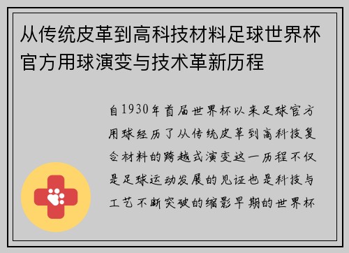 从传统皮革到高科技材料足球世界杯官方用球演变与技术革新历程 从传统皮革到高科技材料足球世界杯官方用球演变与技术革新历程